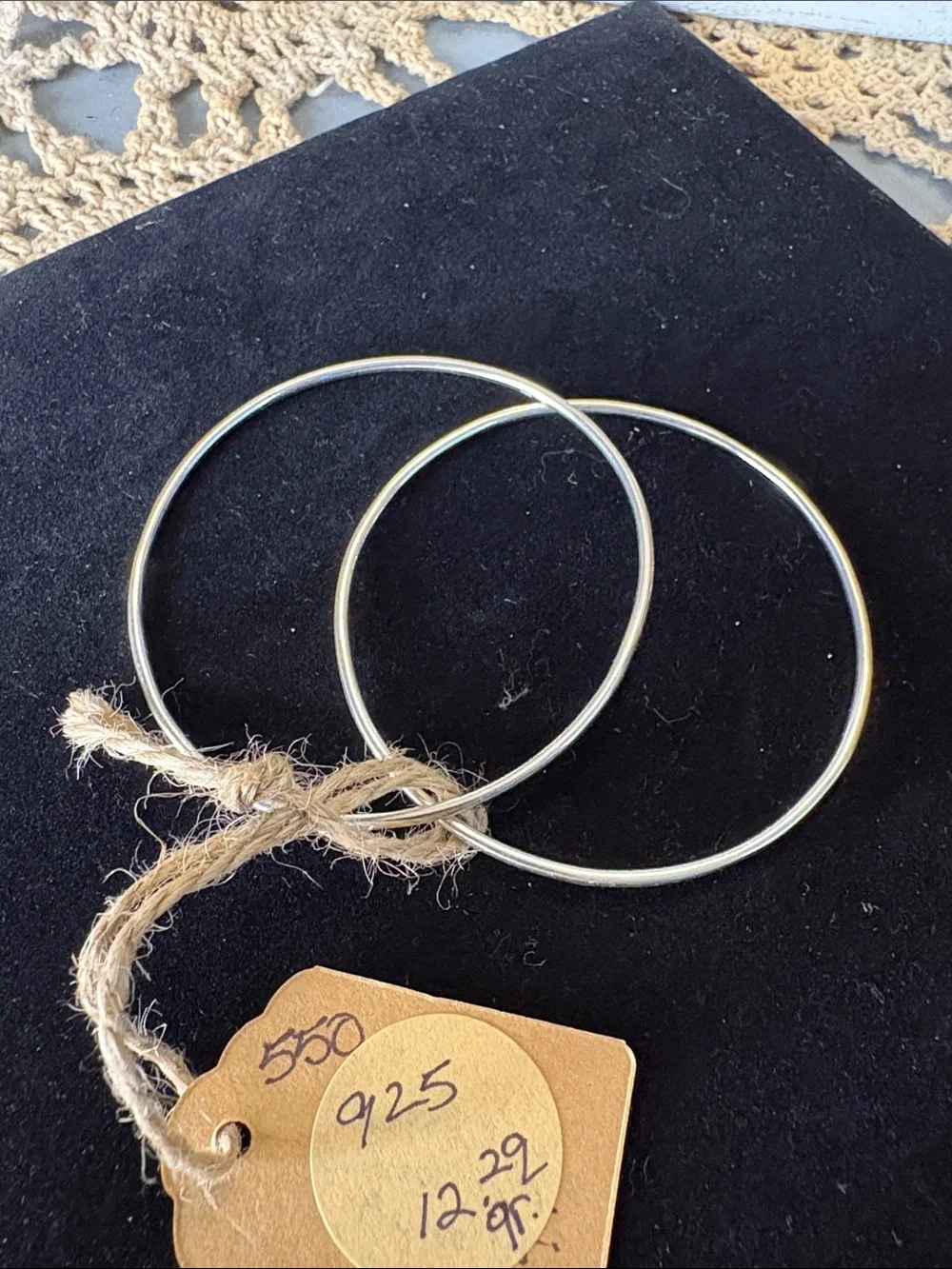 Sterling Silver Hoop Earrings - Simple Thin Band Scrap 12.29 gr